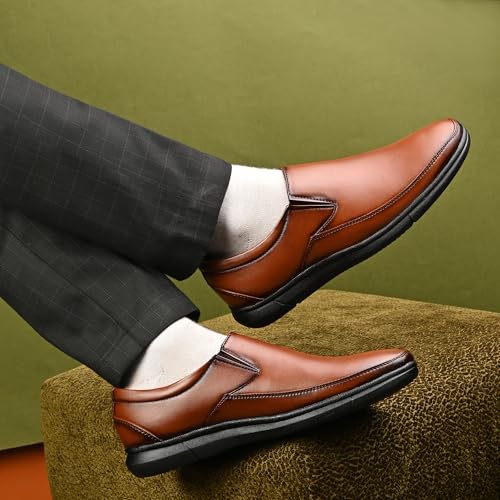 Image of Centrino Men's Formal Shoe|Slip-On Loafers |Office Dress Shoes | Wedding Party Casual Travel |Trendy & Classic Design |Durable TPR Sole |Lightweight Cushioned Sole |Comfortable Outdoor Wear (8109)