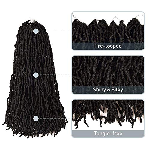 Niseyo New Faux Locs 24 Inch Crochet Hair 6 Packs Natural Long Soft Locs Crochet Braids (24'' 6Pcs, 1B/Natural Black) #TOP4