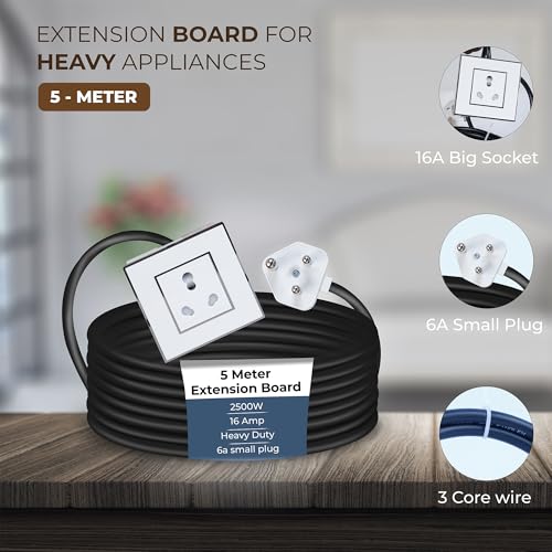Image of Extension Board Heavy Duty Multi Socket 15A /16A /20A (2500 Watts 6A Small Plug, 5 Meter)