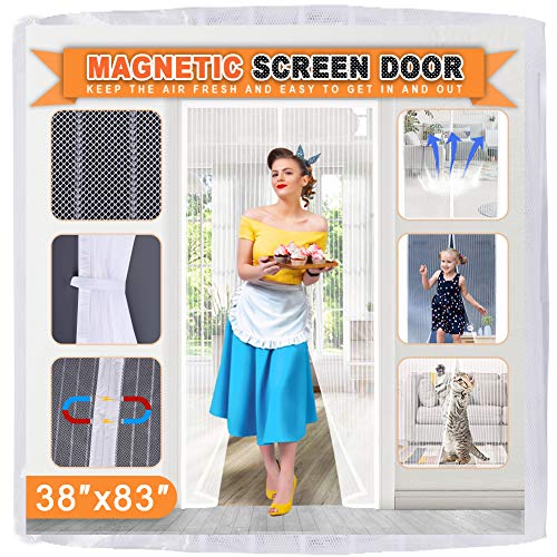 AIFENTE Upgraded Magnetic Screen Door Durable Mesh Curtain Door Net Screen Magnet Screen Door Curtain 38x83 inchs for French Doors Magnet Screen for Patio Screen Door Mesh Screen with Magnet