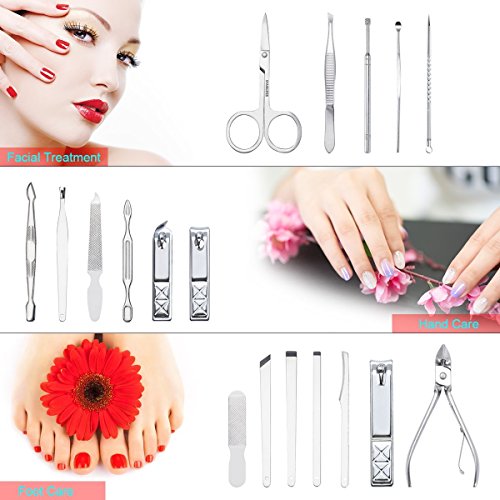 Pediküre Maniküre Nagelknipser Set, 18-Teiliges Nagelhautschieber Nagelfeilen Nagelscheren Nagelpflege Reise Beauty Kit… – Bild 3