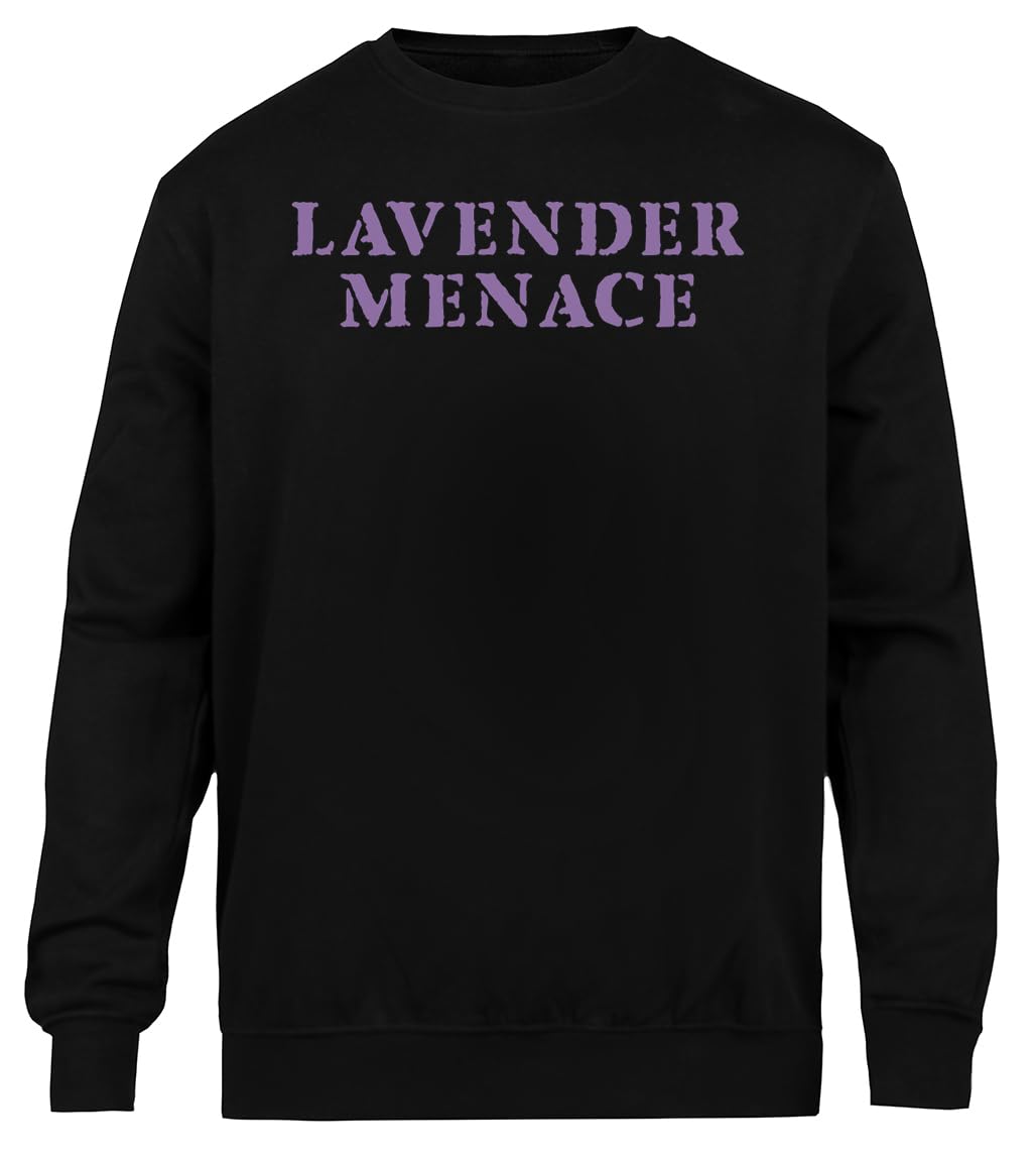 Lavender Menace Sudadera Unisex Negra Cuello Redondo Ecológica