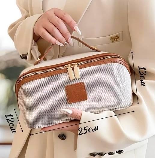 Travel Makeup Bag Waterproof Large Cosmetic Organizer Pouch with Brush Holder, Compartments & Handle – Toiletry Bag Women – Portable Clear Makeup Case for Travel - Image 6