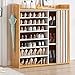Goodan Étagère à chaussures rectangulaire avec housse anti-poussière pour entrée en bois