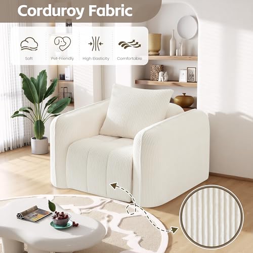 Sillón Plegable Corduroy Blanco miniatura 6