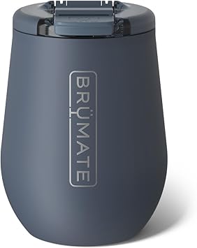BrüMate Uncork'd 100% Leak-Proof 14oz Insulated Wine Tumbler with Lid - Vacuum Insulated Stainless Steel Wine Glass - Perfect For Travel & Outdoors (Nightfall Blue)