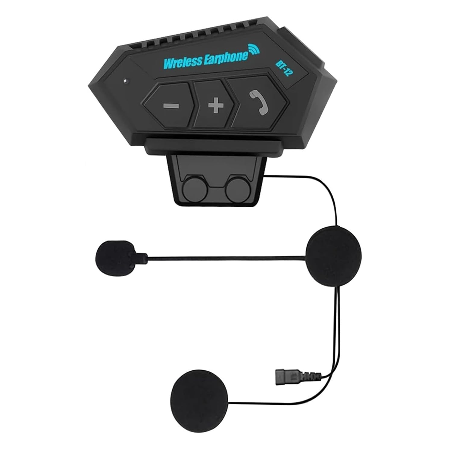 Helmet BT Headset, BT12 Motorcycle Helmet BT Headset Headphone Speakers Support Handsfree Calling Hi-Fi Headphone Low Power Warning, Black