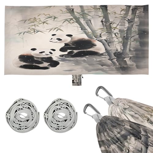 SDMKA Ink Pandas Camping Hammock, 330 lbs with 2 Tree Straps, Carry Bag, Single Portable Hammock for Outdoor/Indoor, Hiking, Beach, Backpacking, Travel