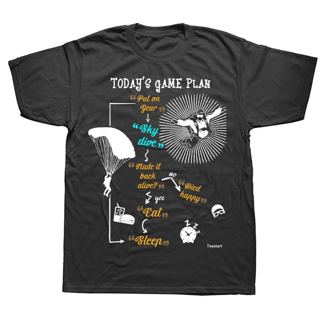 GenericShirts - Funny Day Game Plan Skydive Skydiving T Shirts Summer Style Graphic Cotton Streetwear Short Sleeve BirthDay%Giftsss T-shirt Men