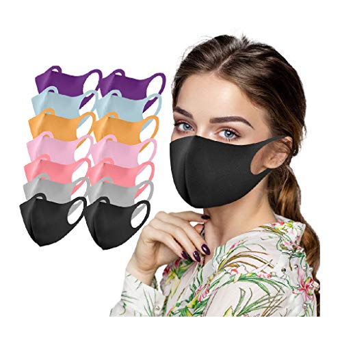 14 Stück Mund und Nasenschutz Stoff Waschbar Atmungsaktive Staub Mundschutz, Sportmundschutz Wiederverwendbar Gesichtschutz für Erwachsene Laufen, Radfahren