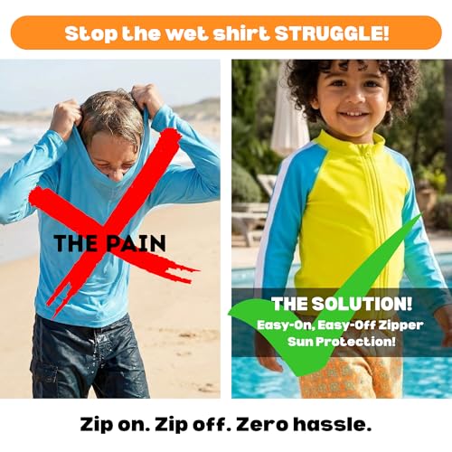 Image of SwimZip Boys' Long Sleeve Rash Guard & Swim Shorts Set - UPF 50+ Sun Protection