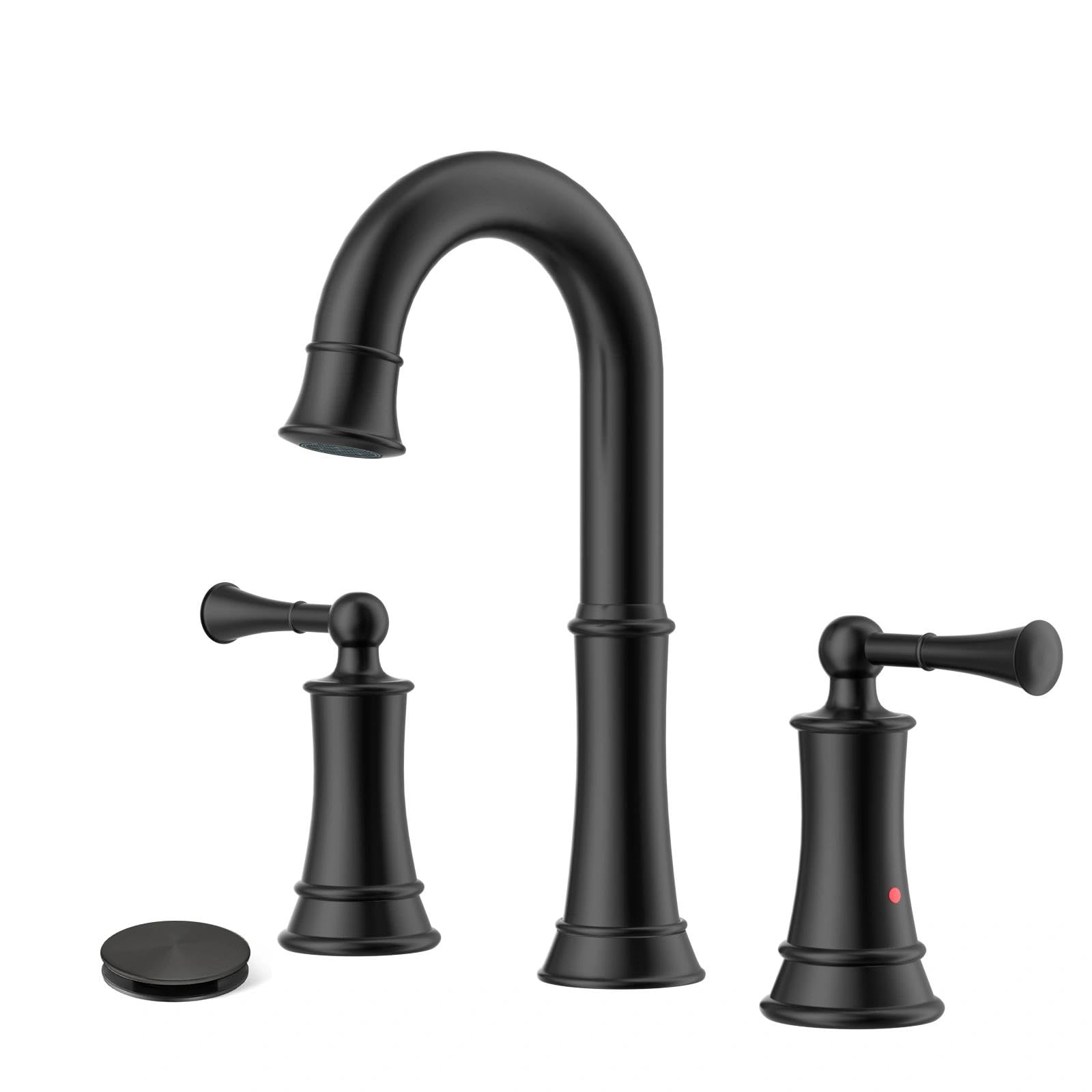 APPASO Heavy Duty 3 Hole Black Bathroom Vanity Sink Faucet with Dual Handle