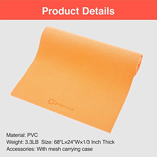 Image of Primasole Yoga Mat with Carry Strap for Yoga Pilates Fitness and Floor Workout at Home and Gym Non-slip 9 colors