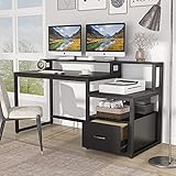 Tribesigns 59 inch Computer Desk with Storage Shelves and File Drawer, Large Home Office Desk with...
