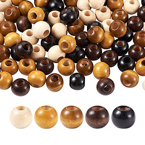 Craftdady 100Pcs Natural Round Wood Beads 24mm Rondelle European Hair Charms Large Hole Spacers for Jewelry Necklace Macrame Crafts Hole: 9mm