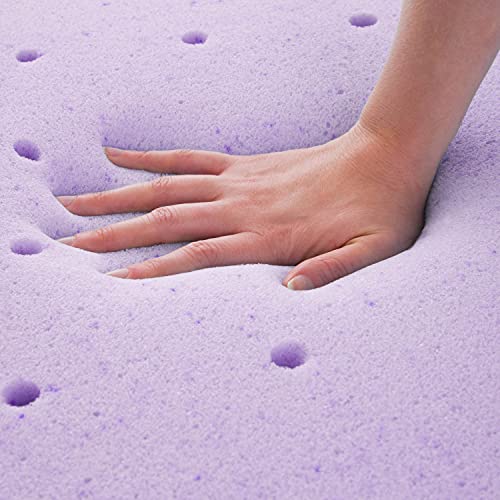 Lucid 2 Inch Lavender Infused Memory Foam Mattress Topper And Lucid Zippered Enclosure Mattress Topper Cover, Full #TOP2