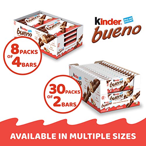 image for Kinder Bueno Milk Chocolate and Hazelnut Cream Candy Bar, 30 Packs, 2 