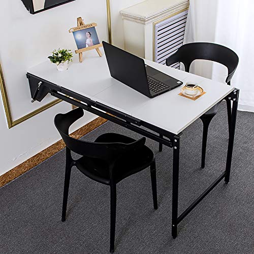 ZLGONRL Utensilios de cocina mesa de comedor plegable montada en la pared, mesa de hojas caídas, escritorio para computadora, armario convertible (blanco)