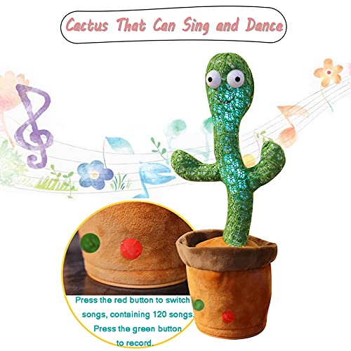 Image of Starhig Dancing Cactus Talking Toy,Wriggle Singing Mimicking Cactus,Repeat What You Say,Sing,Dance,Recording,LED(120 Songs)