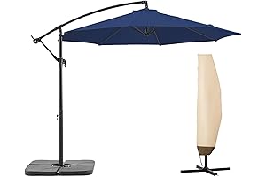 BLUU 10 FT Outdoor Cantilever Patio Umbrella with Fade Resistant Fabric and Crank Lift