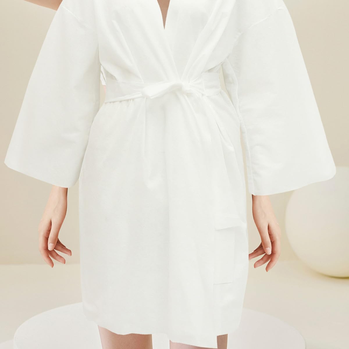 UKCOCO 6 Albornoces Desechables de Algodón para Salón y Spa, Ropa de Baño Cómoda de Color Claro, Paquete de 6 Piezas Adecuado para Belleza y Sauna