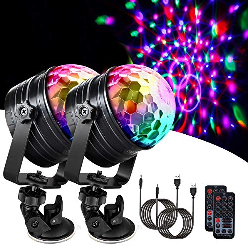 Seamuing Luces Discoteca Led Giratoria Luz De Fiesta Bola Discoteca Activadas Por Música 6 Colors Con Control Remoto Por Cable Usb De 4M Para Fiestas Familiares Y Cumpleaños De Niños