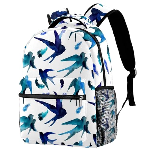 Sac à dos d'école aquarelle hirondelles pour ados et voyage décontracté