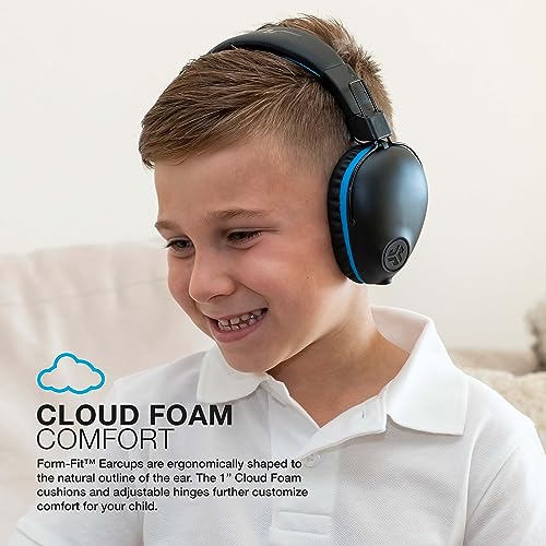 Image of JLab JBuddies Pro Wireless Over-Ear Kids Headphones, 35+ Hour Battery Life, Built-in Volume Regulators for Safety, Share Mode, Folding, Adjustable, Noise Isolation, with Mic, Blue