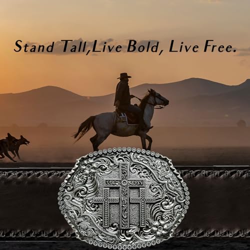 Image of Religious Cross Western Belt Buckles for Men Cowboy Belt Buckle Cowgirl Faith Belt Buckles