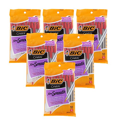 Image of Bic Cristal Stic Ballpoint Pen, 1.0mm, Medium Point, Red Ink, Pack of 60