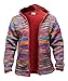 Shopoholic Fashion Tie Dye Hooded Wool Jacket, Fleece Lined Long Sleeve Full Zip Hoodie Hippie Sweater for Men [Red,XL]