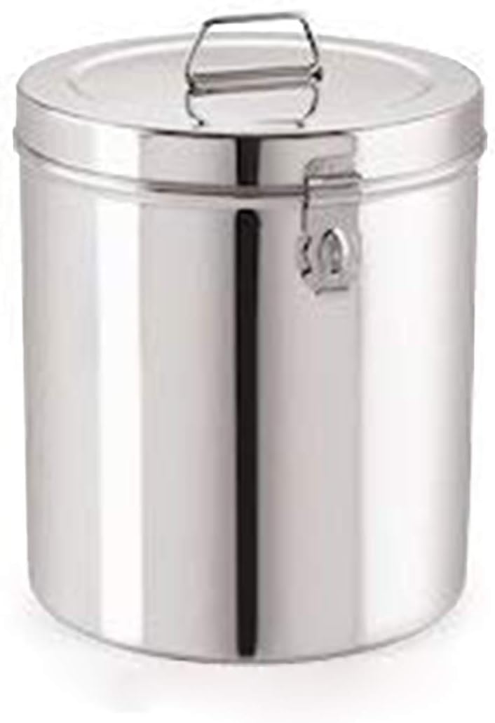 Stainless Steel Storage Canister Tin with Lock Option (5 LTR Silver)