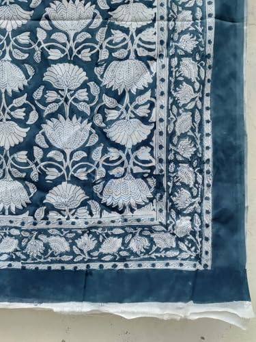 Large Beautiful Hand Block Print Sarong Women Wear Cotton Duppta Sanganeri Printed Beach Pareo Blue Color Indian Floral Print Scarves3