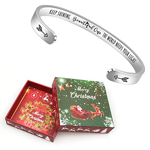 Btysun Bracelets for Women Mothers Day Bracelet Gifts from Daughter Inspirational Gifts for Women Graduation Gifts for Her Motivational Birthday Cuff Bangle Friendship Personalized Mantra Jewelry…