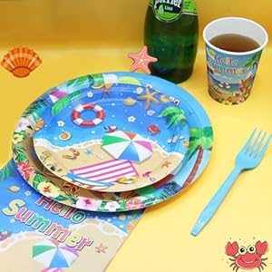 Beach Party Supplies Serves 20, Beach Birthday Party Decorations, Beach theme Plates and Napkins, Summer Pool Party Set, Summer themed Paper Tableware Set Beach Party Supplies Serves 20 Beach Birthday Party Decorations Beach theme Plates and Napkins Summer Pool Party Set Summer themed Paper Tableware Set
