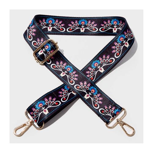 55 Inch Black Shoulder Strap Purse Straps Replacement Crossbody Crossbody Strap Purse Strap (Boho Peacock Strap)