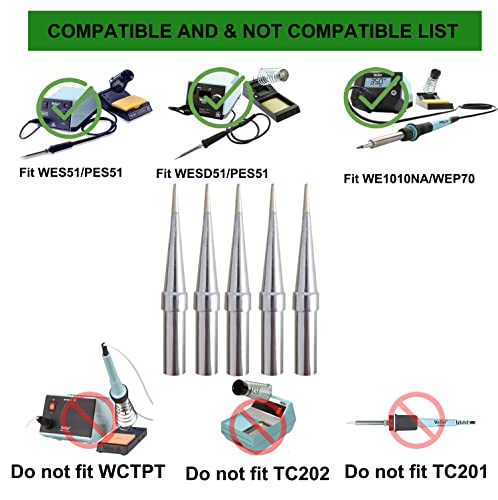 Image of ET Soldering tips Replacement Weller Soldering tip for Weller WESD51 WES51 WE1010 PES51 WEP70 Soldering Tools Round Solder Tip 1 /32 ETO 5pcs Pack