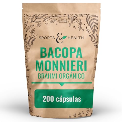 Bacopa Monnieri - Cápsulas Orgánicas de Brahmi - 200 Cápsulas – Pastilla para la Memoria Bacopa Monnieri perfectamente dosificada - 1000 mg de Brahmi por dosis diaria - Vegano - Sin aditivos