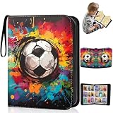 1 Abiemuce Álbum de tarjetas coleccionables, álbum de recortes, tarjetas de fútbol, carpeta de 4 bolsillos, 50 páginas, para 900 tarjetas, compatible con todos los tipos de tarjetas deportivas, cuaderno