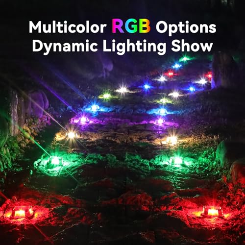 AGPTEK Remote Control Outdoor Solar Driveway Lights 12 Pack, RGB Multi-Colors & Modes Waterproof Color Changing Solar Powered Decorative Marker Security Lights for Garden, Deck, Dock, Step, Sidewalk by AGPTEK - Used condition - Image 7
