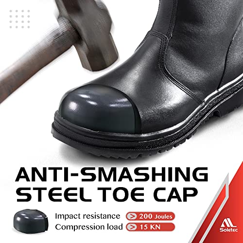 Steel Toe Work Boots, Chelsea Boots, Industrial & Construction Safety Shoes, Oil Resistant Outsole, Steel Plate Side Zip, for Men& Women, 7.5 Inch2