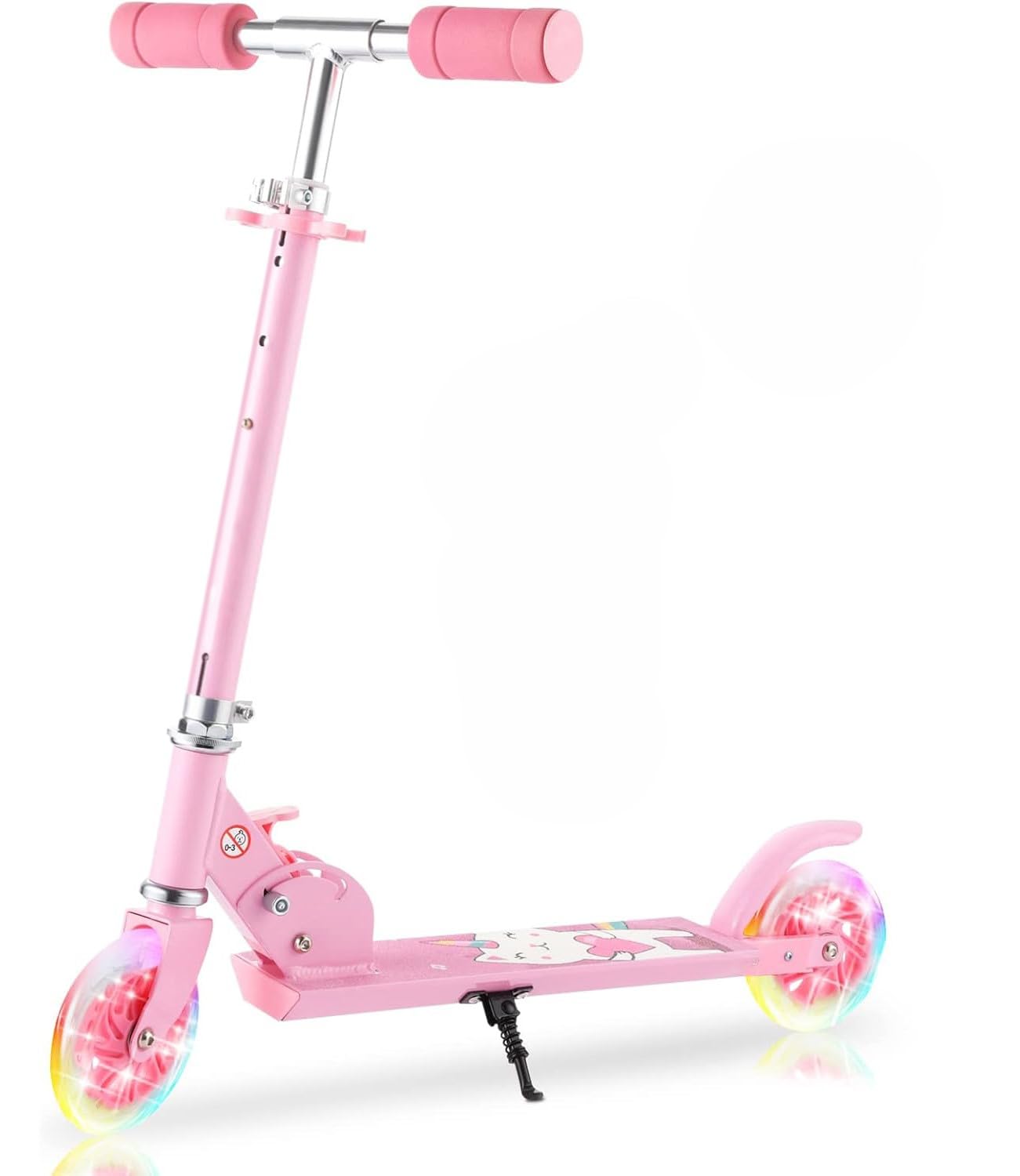 Scooters for Kids 3-12, Lightweight Foldable Design,3-Level Adjustable Height,Smooth & Quiet Ride,Gift for Girls Boys Indoor Outdoor (Pink)