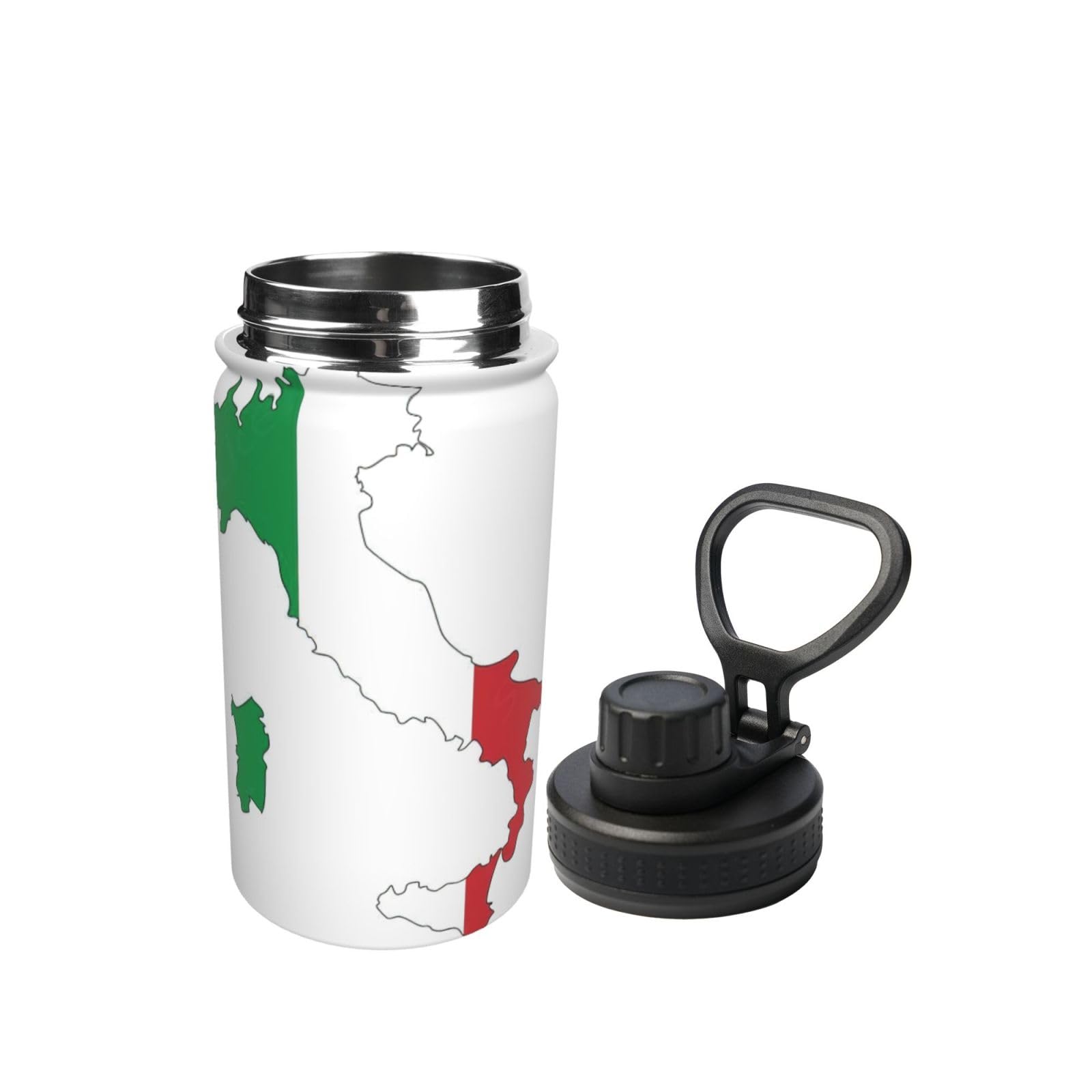 Borraccia termica in acciaio inox con stampa mappa della bandiera italiana, borraccia sportiva da 350 ml, ideale per i viaggi