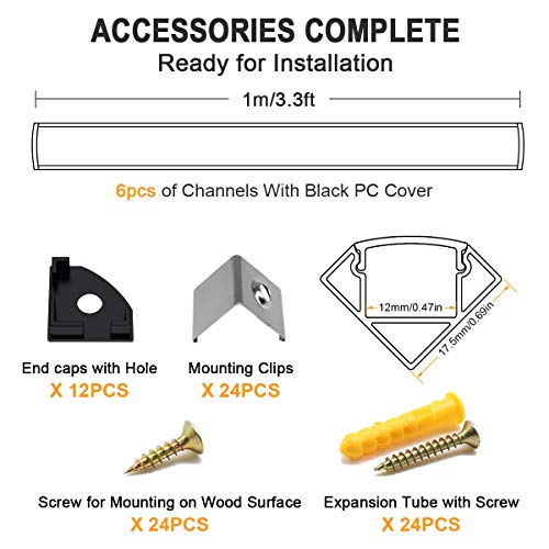 Angdarun Profilo in alluminio per LED, 6 x 1 m, 45...