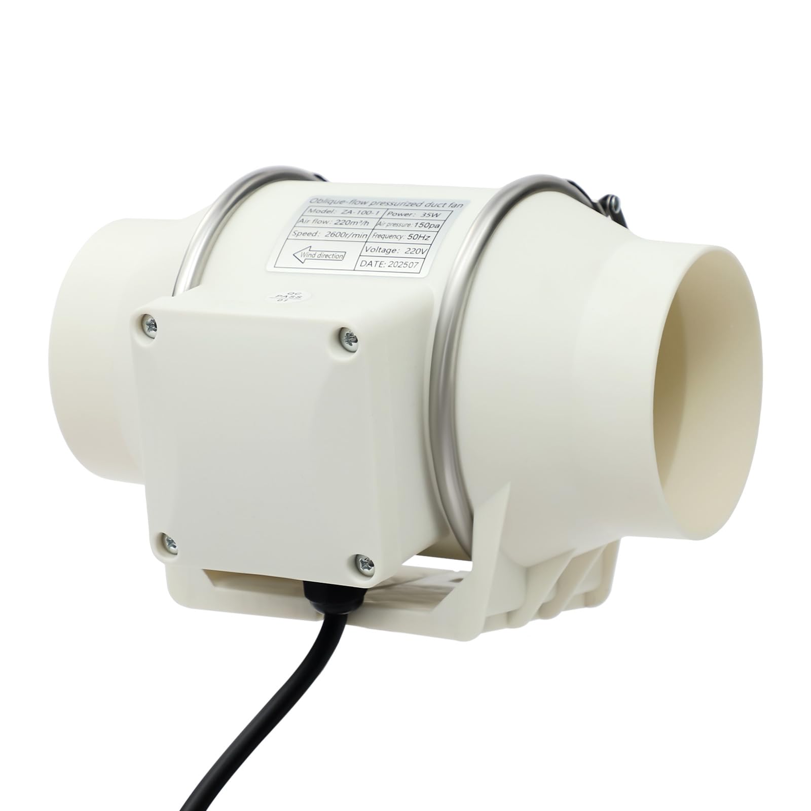 Wentylator rurowy 100 mm, 220 m³/h, cichy, regulowany, 35 W, IPX4