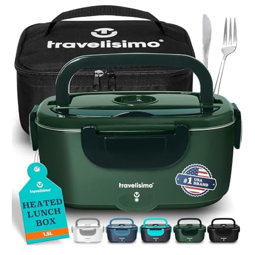 TRAVELISIMO Electric Lunch Box for Adults 80W, Fast Portable Heated Lunch Box 12/24/110V 1.5L Heated Lunchbox for Adults, Leakproof, SS Container, for Car Truck Work, Loncheras para Hombres de Trabajo