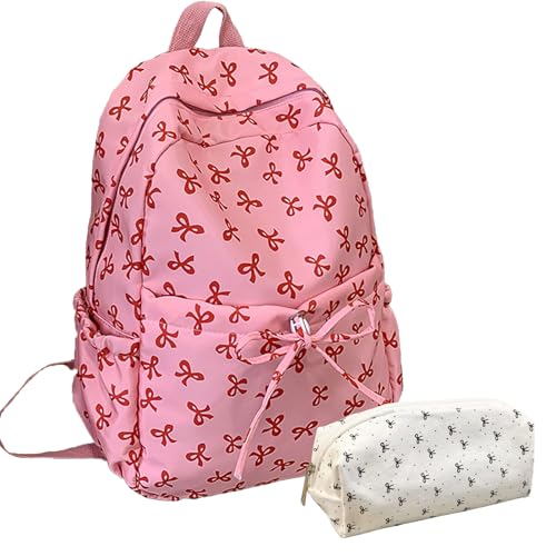 Set Bow Backpack For Girls, Cute Kawaii Backpacks Set, Large Capacity, Waterproof, Cute Bow Backpack, for Girls (Color-A)
