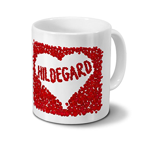 printplanet Tasse mit Namen Hildegard - Motiv Rosenherz - Material:...