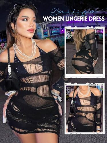 Buitifo 0055A10 Women Lingerie Dress One Piece Babydoll Sexy Nightwear Bodycon Ripped Mini Dresses thumb #1