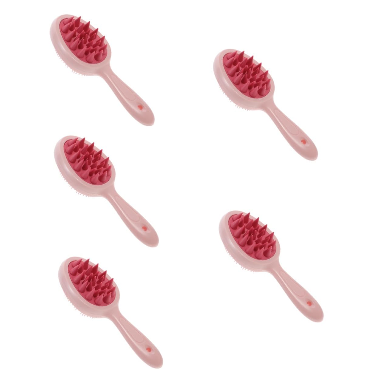 Healeved 5piezas Cepillo Masajeador De Cabelludo Cepillo De Ducha Para Masaje y Limpieza Diseño Ergonómico Para Aliviar Picazón y Controlar Color Rosa